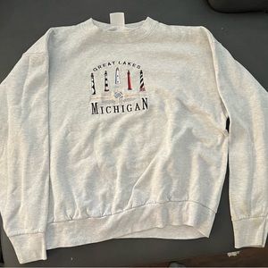 Vintage Michigan Great Lakes Grey Sweatshirt
